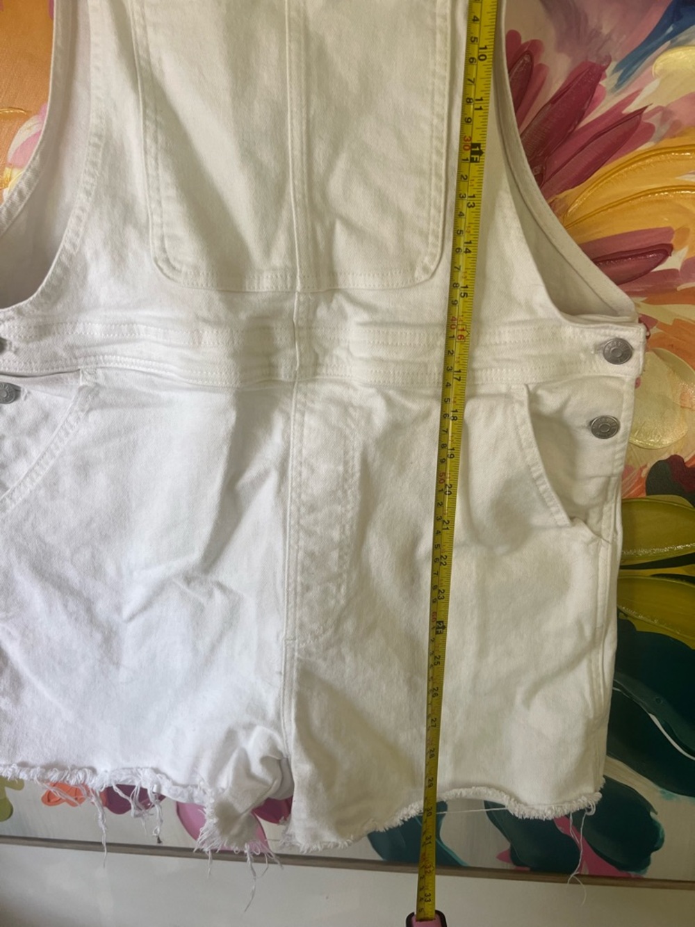 Madewell Adirondack Denim Short Overalls Tile White size M - Picture 5 of 8